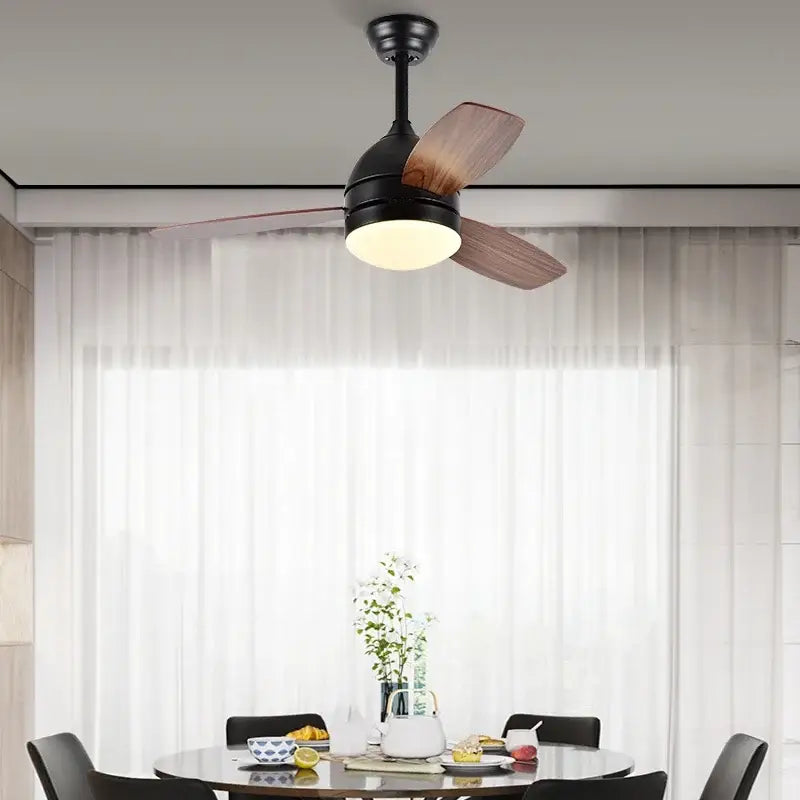 Modern white wood blades ceiling fans light bedroom with remote