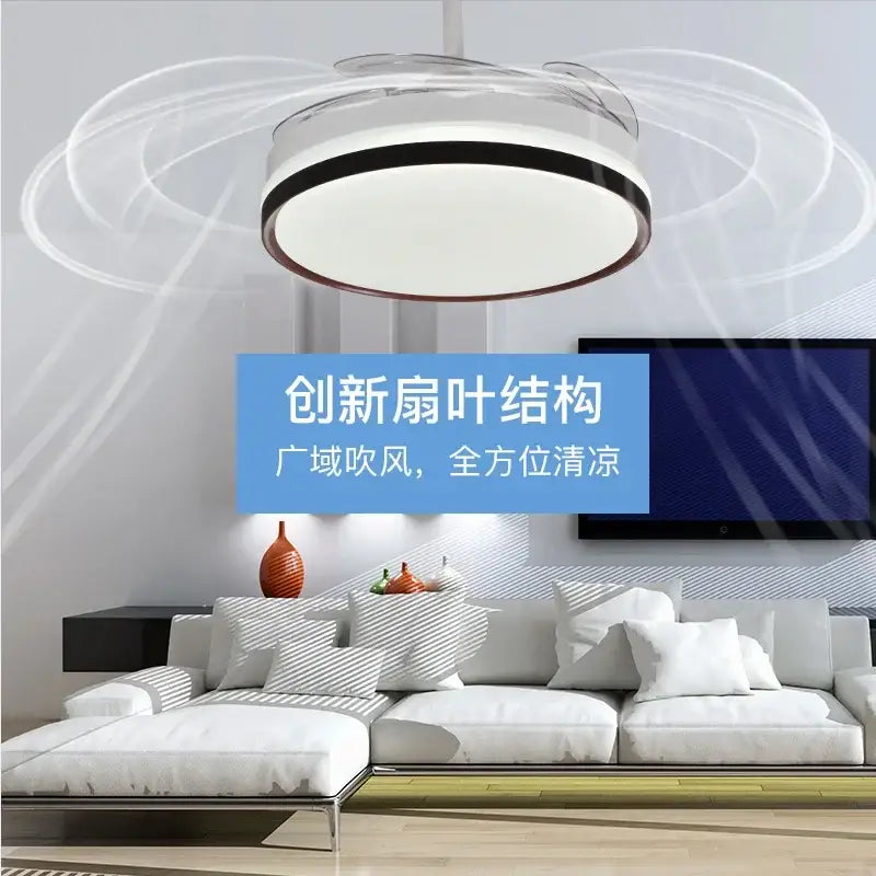 Modern black & white ceiling fan with led light and remote control