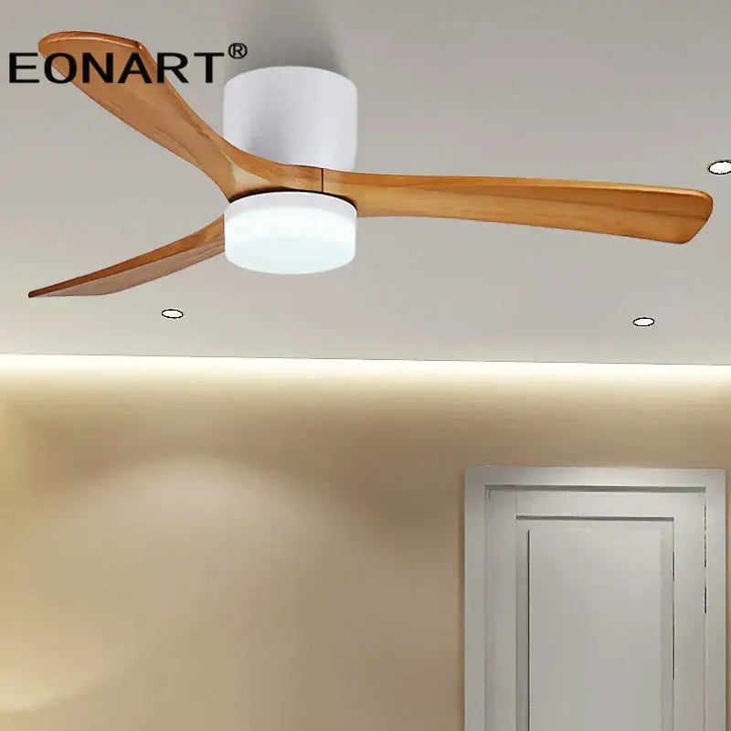 Modern black & white wooden led dc ceiling fan bedroom light