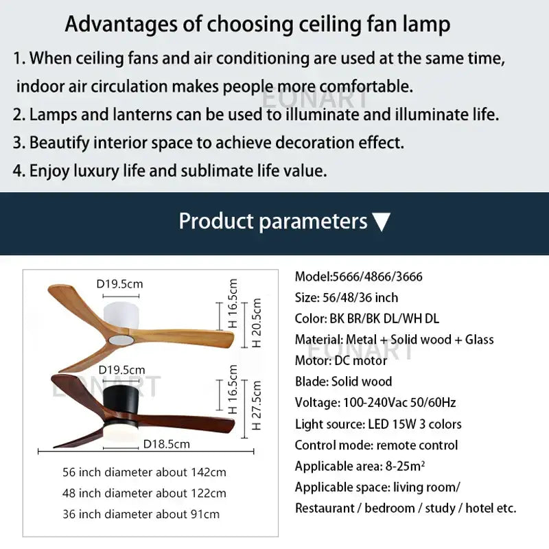 Modern black & white wooden led dc ceiling fan bedroom light