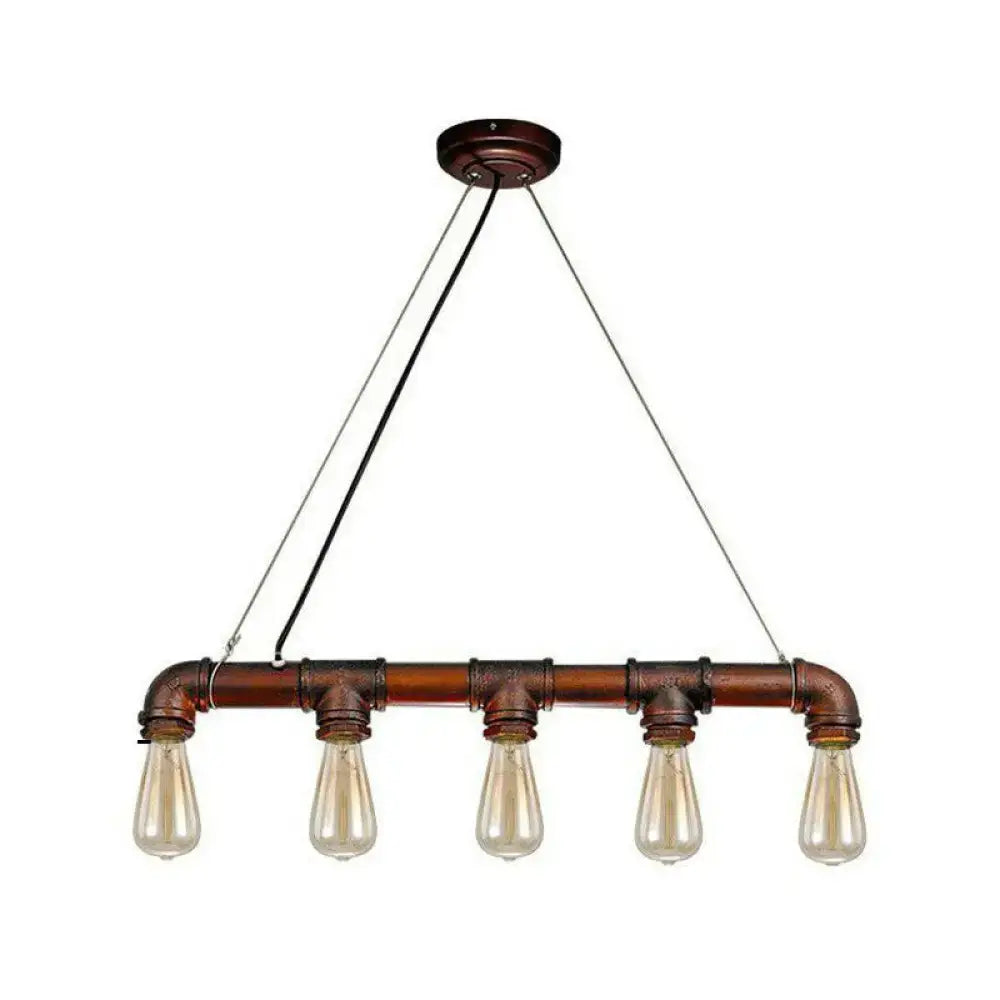 Industrial copper steampunk straight pipe pendant light dining room