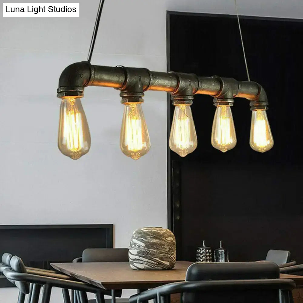 Industrial copper steampunk straight pipe pendant light dining room