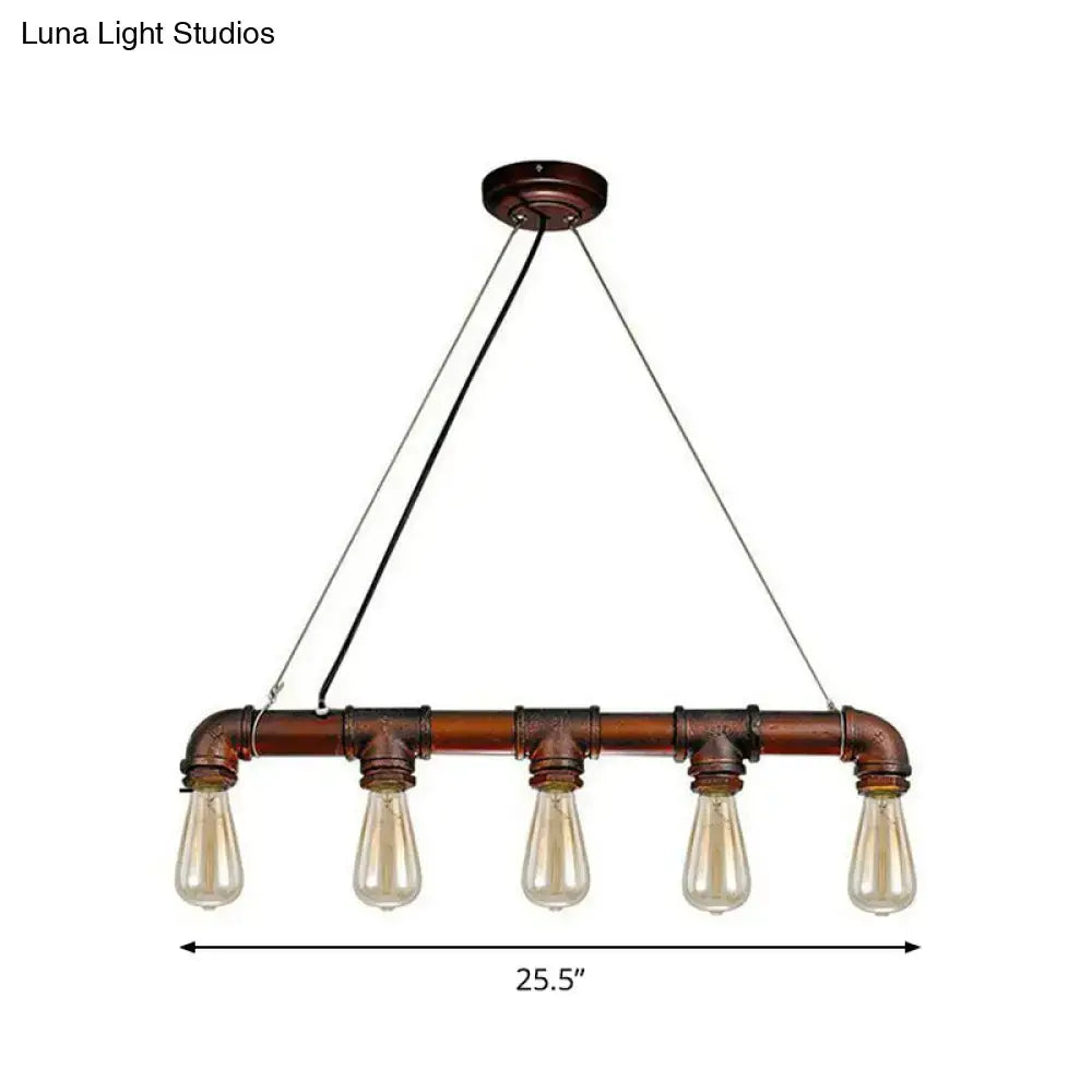 Industrial copper steampunk straight pipe pendant light dining room