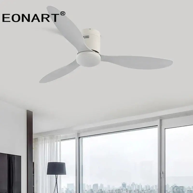 Modern black & white dc ceiling fan with remote control bedroom