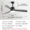 Modern dark bronze ceiling fan with led light bedroom remote control