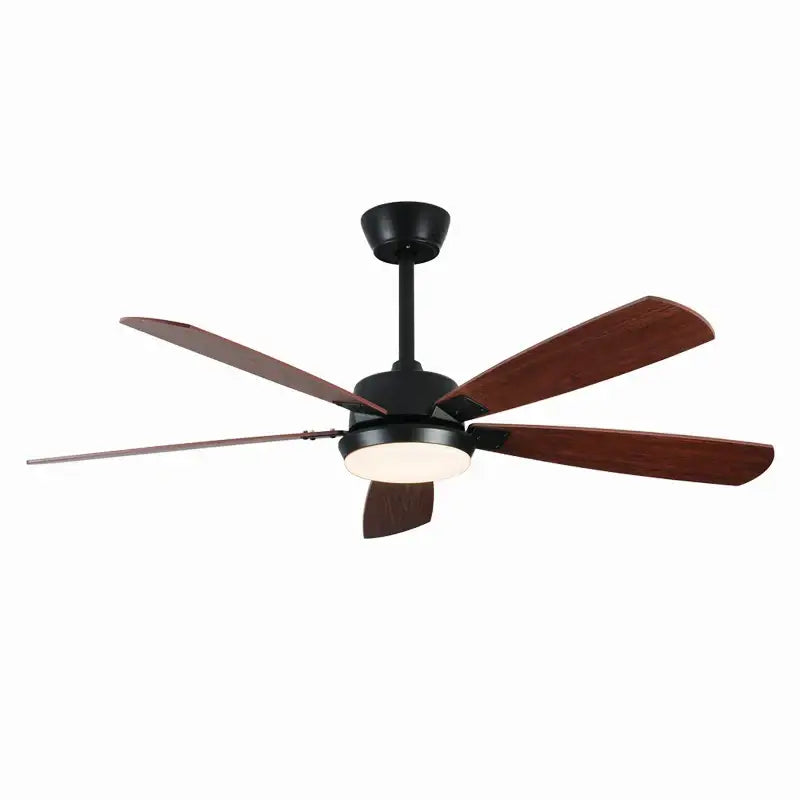 Modern black & white led ceiling fan with wood blades bedroom