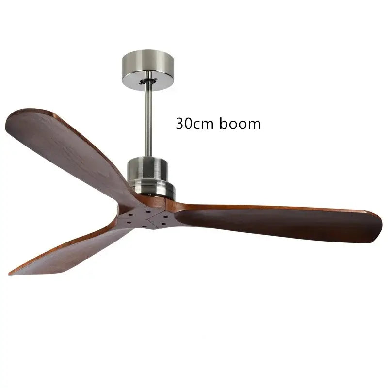 Modern wood propeller ceiling fan living room silent silver hub