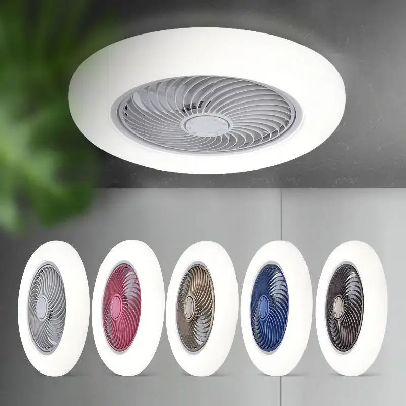 Modern white smart ceiling fan with retractable blades bedroom light