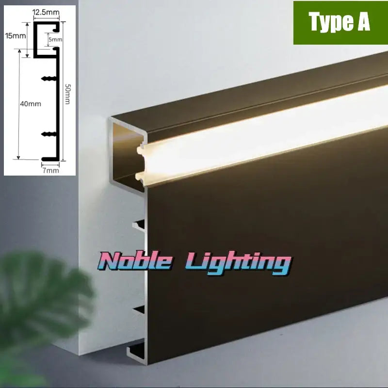 Modern black led aluminium profile – living room baseboard lighting