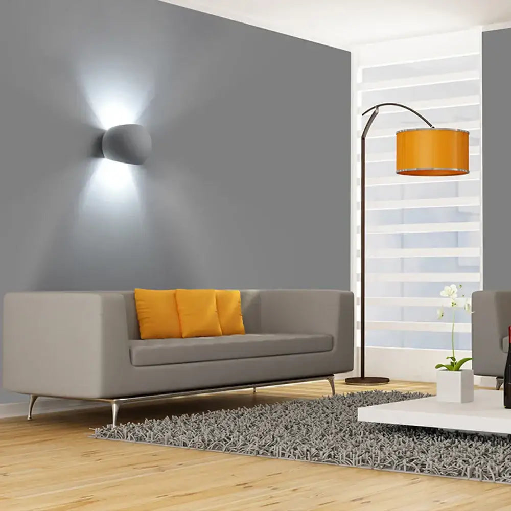 Minimalist white matte led gypsum wall lamp for bedroom