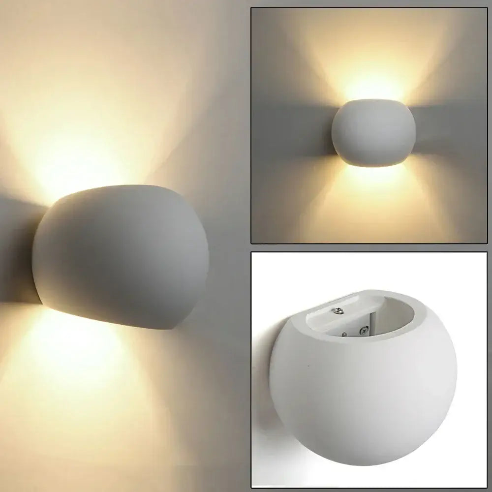 Minimalist white matte led gypsum wall lamp for bedroom