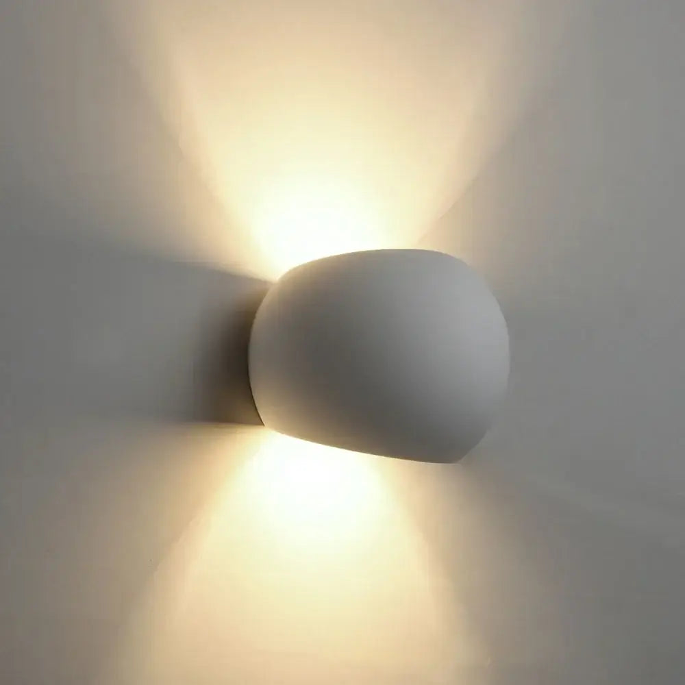 Minimalist white matte led gypsum wall lamp for bedroom