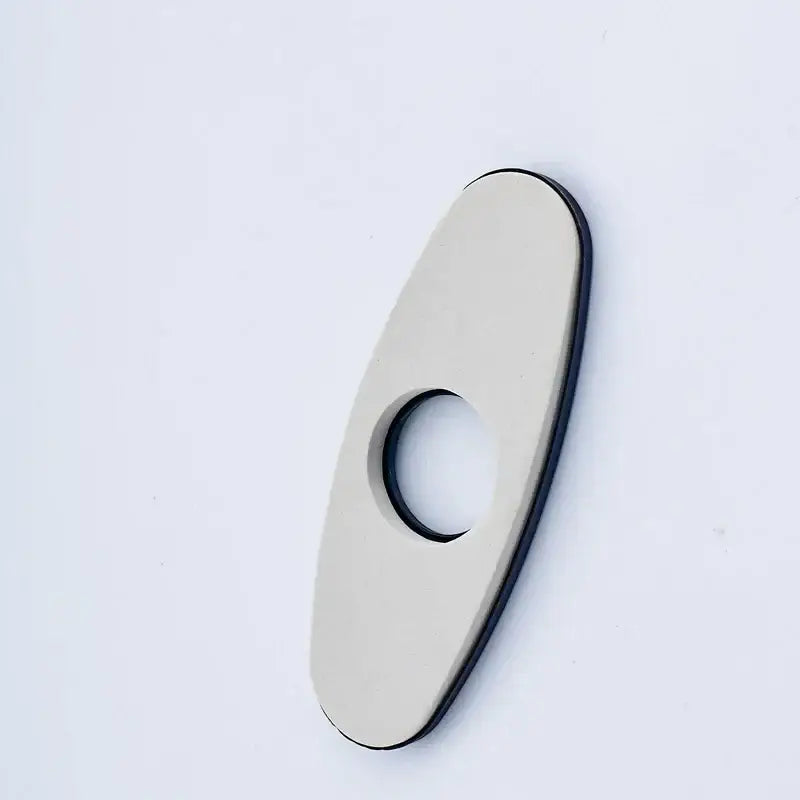 Oval black & chrome faucet deck plate cover for kitchen and bathroom