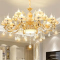 Modern gold led dolomite chandelier with floral glass for living room