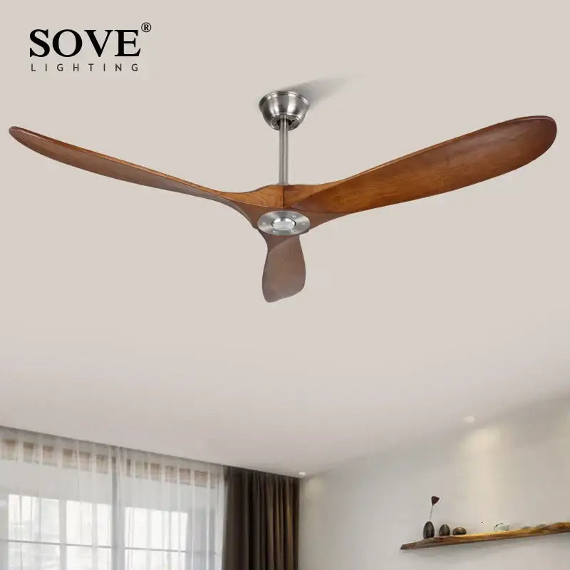 Industrial black & nickel wooden ceiling fan for living room