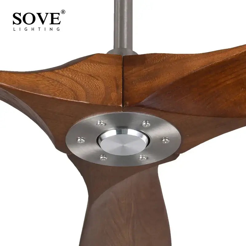Industrial black & nickel wooden ceiling fan for living room