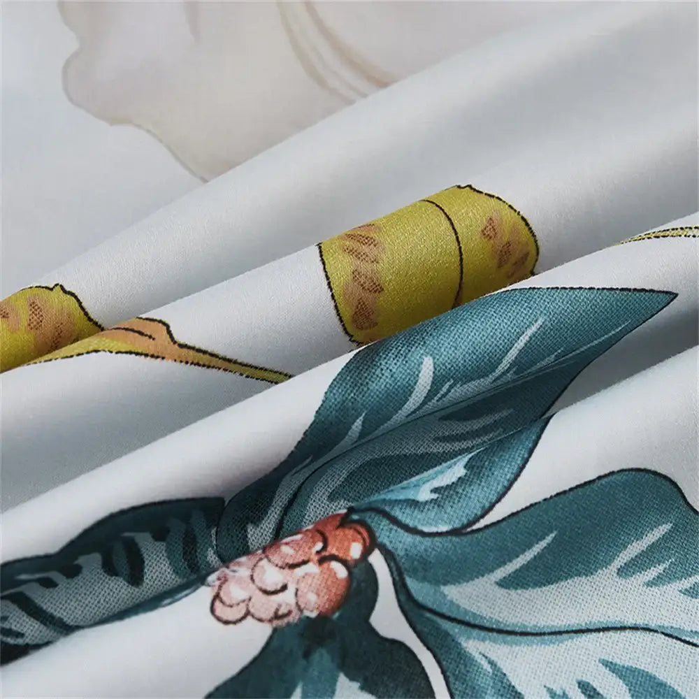 White floral teal 600tc egyptian cotton bedding set bedroom duvet cover