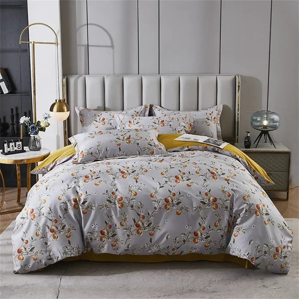 White floral teal 600tc egyptian cotton bedding set bedroom duvet cover