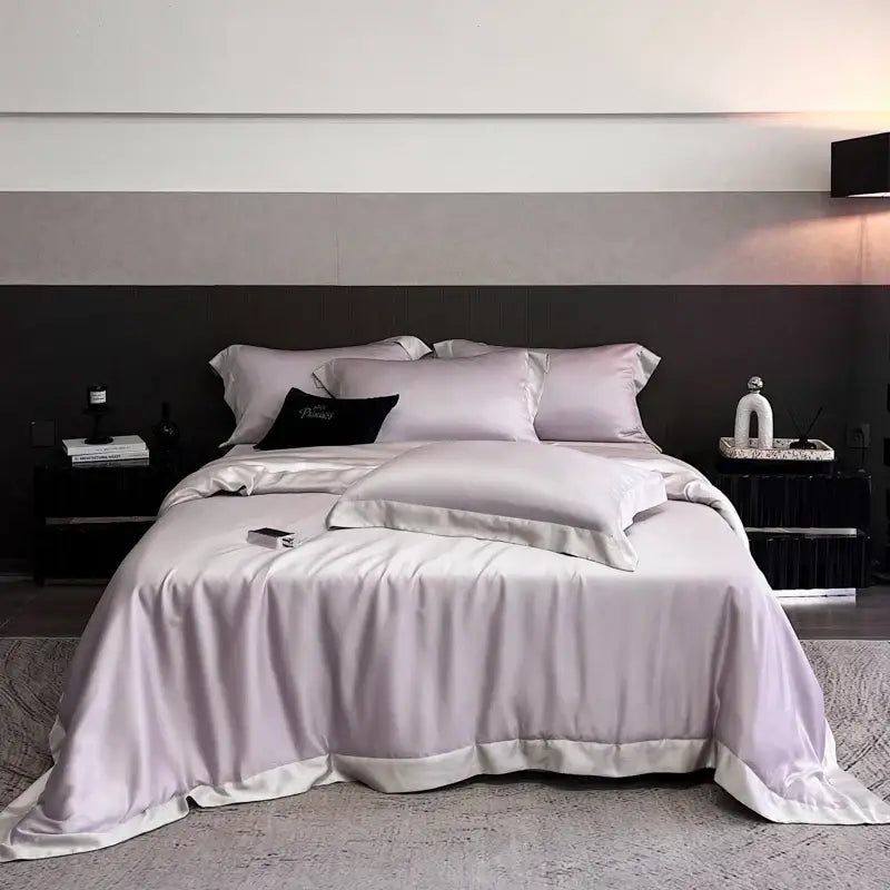 Elegant ivory & sage lyocell eucalyptus fiber bedding set bedroom