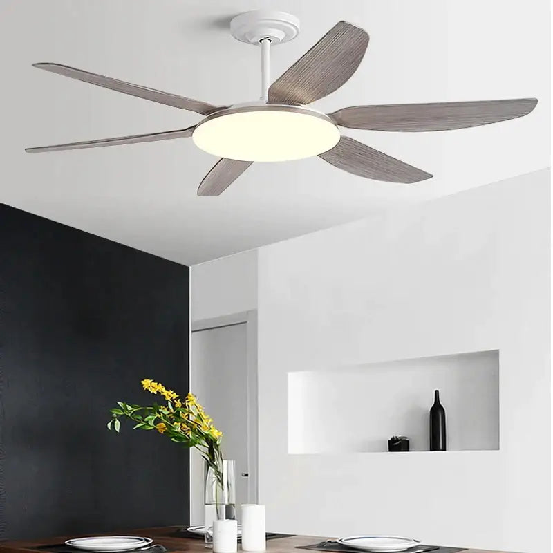 Modern white and wood ceiling fan light living room led chandelier
