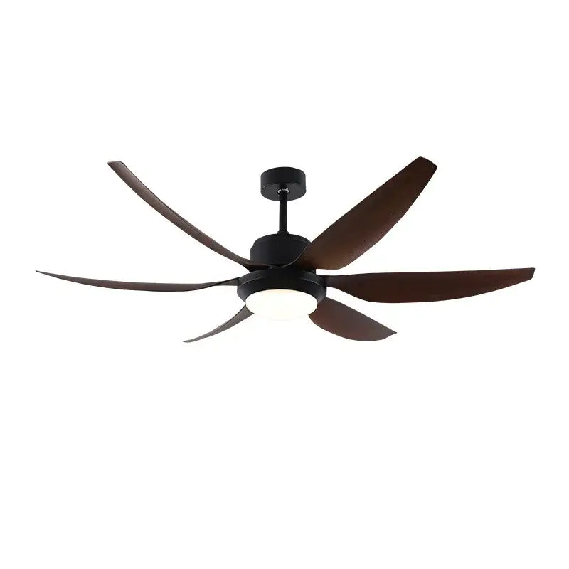 Industrial black and brown ceiling fan with led light living room