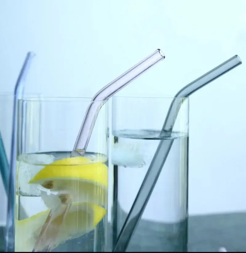Colorful curved juice straws – kitchen heat resistant glass set