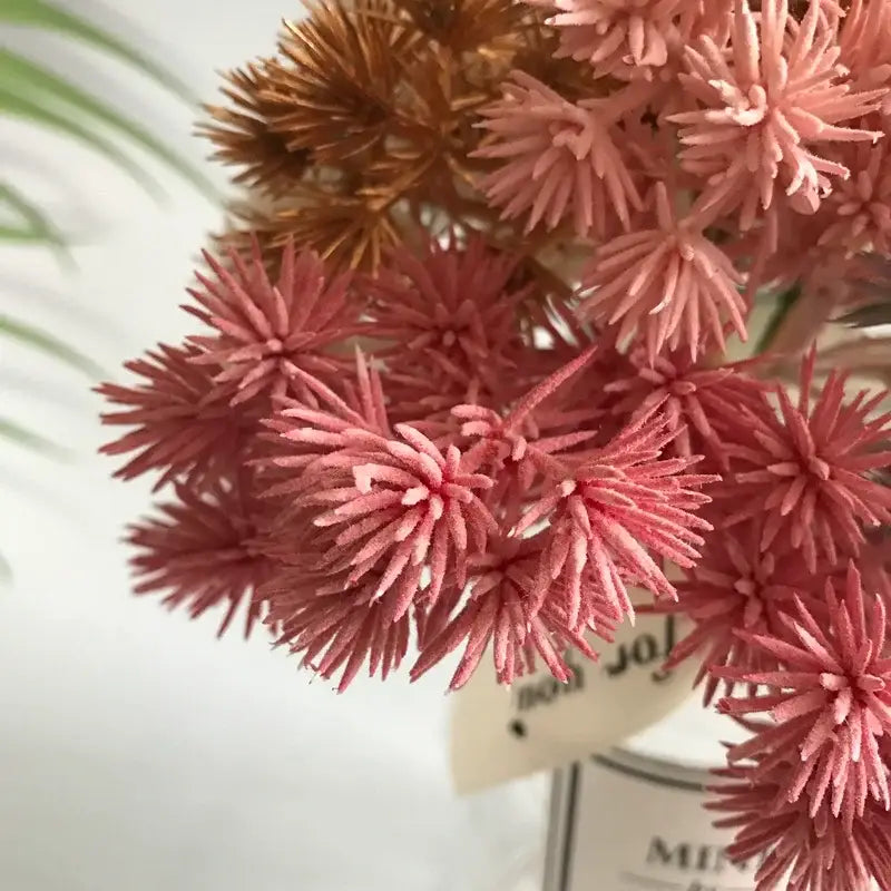 Pink silver & gold 6pcs dried flower mix glass vase living room decor