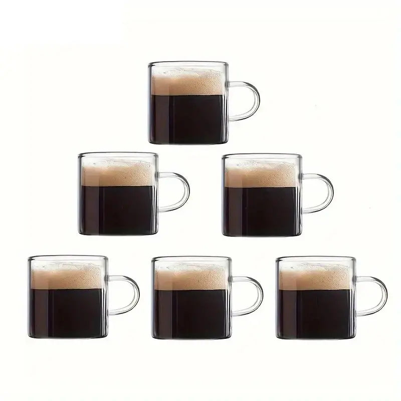 Modern 6pcs glass espresso cups kitchen coffee mugs with handles