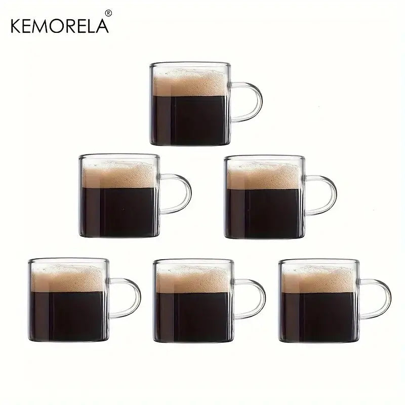 Modern 6pcs glass espresso cups kitchen coffee mugs with handles