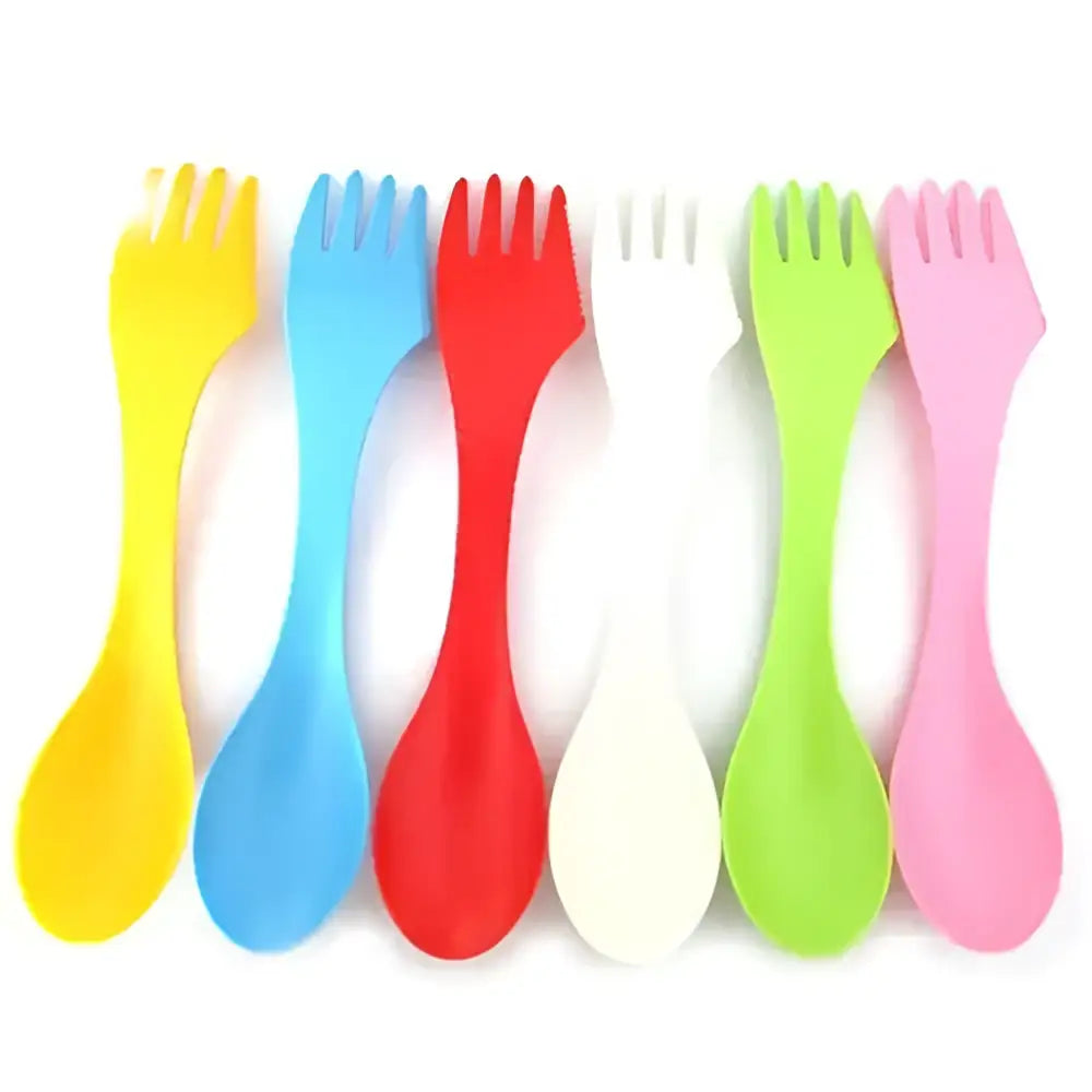 Multicolor 6pcs outdoor spork set – kitchen picnic utensils