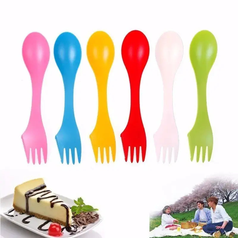 Multicolor 6pcs outdoor spork set – kitchen picnic utensils