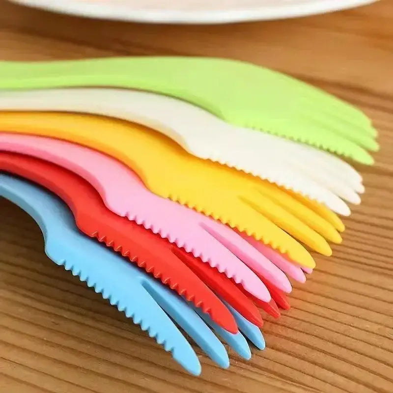 Multicolor 6pcs outdoor spork set – kitchen picnic utensils