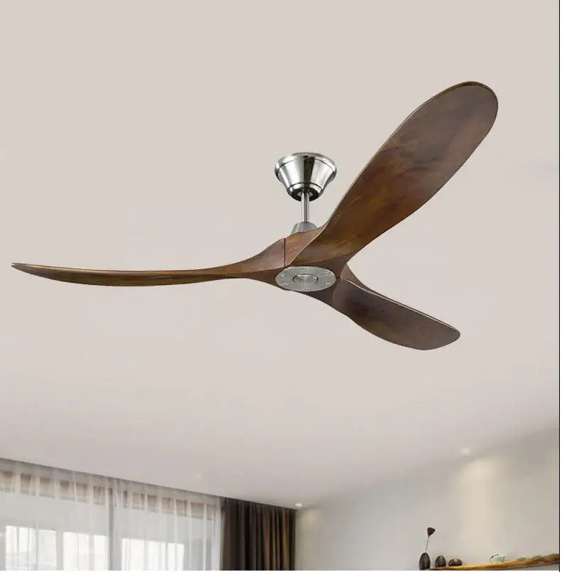 Modern dark wood ceiling fan with remote control living room