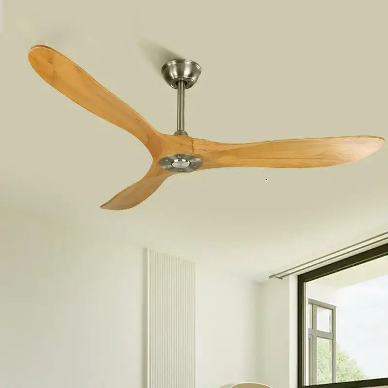 Modern dark wood ceiling fan with remote control living room