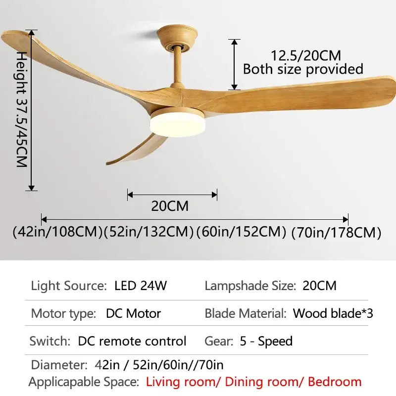 Modern black & dark brown wooden ceiling fan for living room