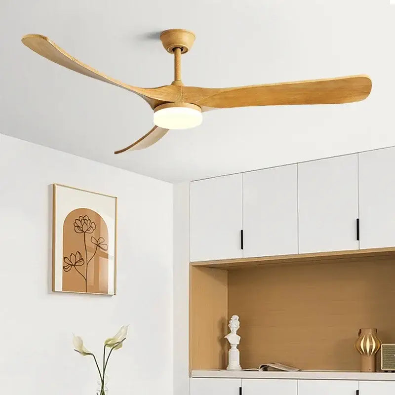 Modern black & dark brown wooden ceiling fan for living room