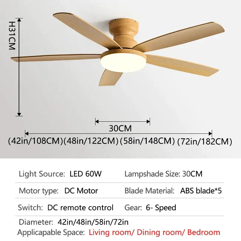 Modern black and dark brown low floor fan light chandelier living room