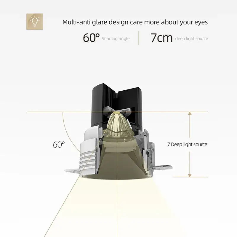 Modern black & gold cri97 led downlight bedroom spot light