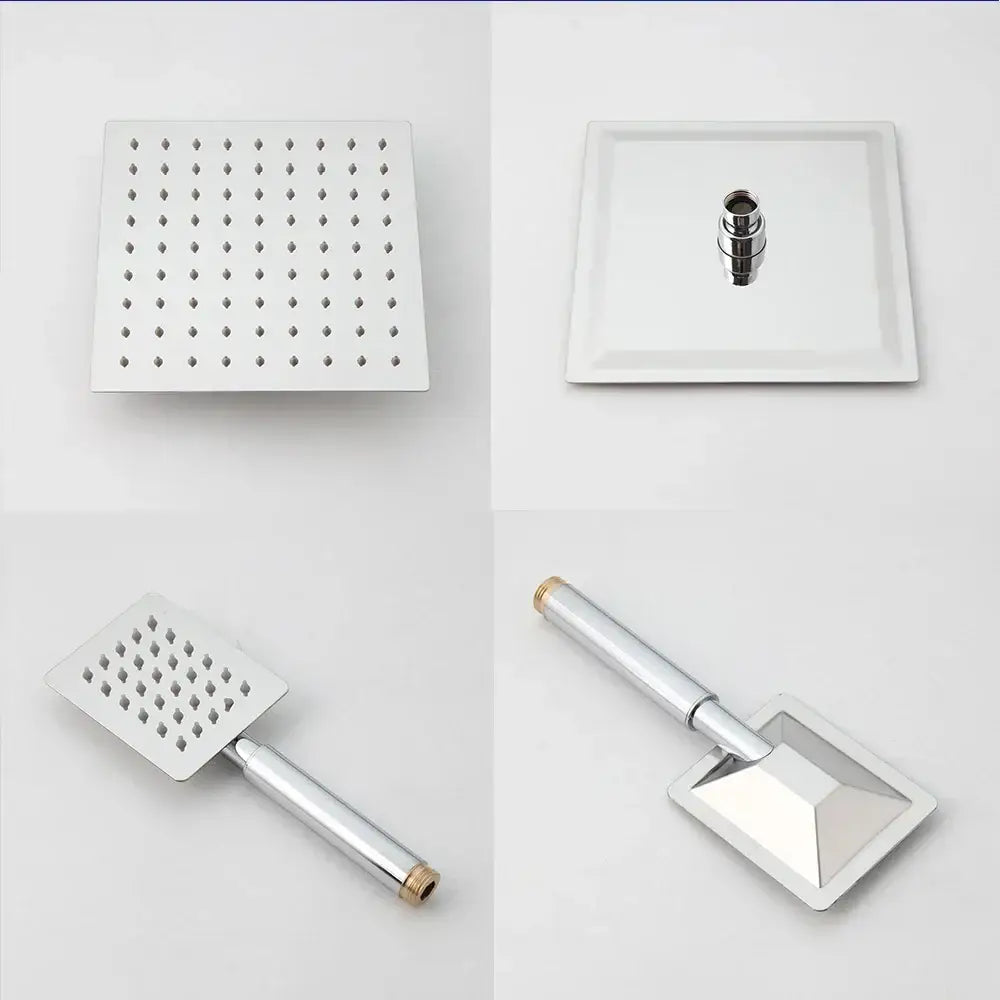 Modern chrome rainfall shower set with handheld faucet bathroom