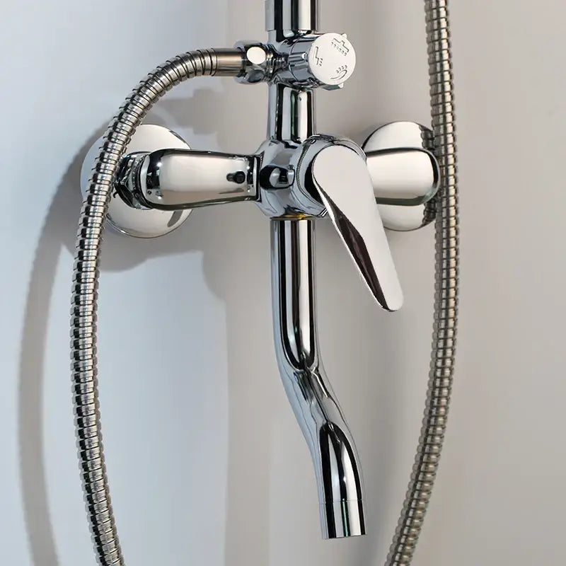 Modern chrome rainfall shower set with handheld faucet bathroom