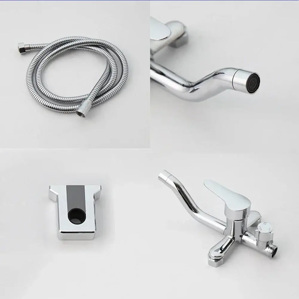 Modern chrome rainfall shower set with handheld faucet bathroom