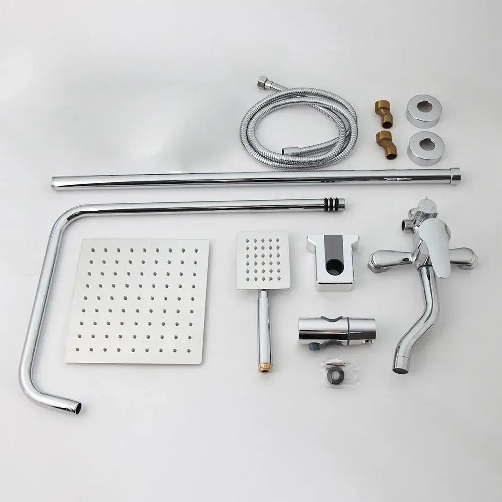 Modern chrome rainfall shower set with handheld faucet bathroom