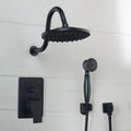 Matte black rainfall shower faucet set with handheld – bathroom
