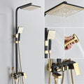 Modern black & gold rainfall shower set with bidet function bathroom