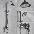Matte black and white rainfall shower system with bathtub faucet bathroom hand shower