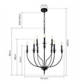 Retro industrial black iron chandelier dining room candle light