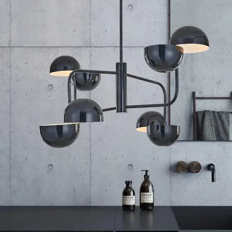 Modern black spherical art chandelier pendant for living room