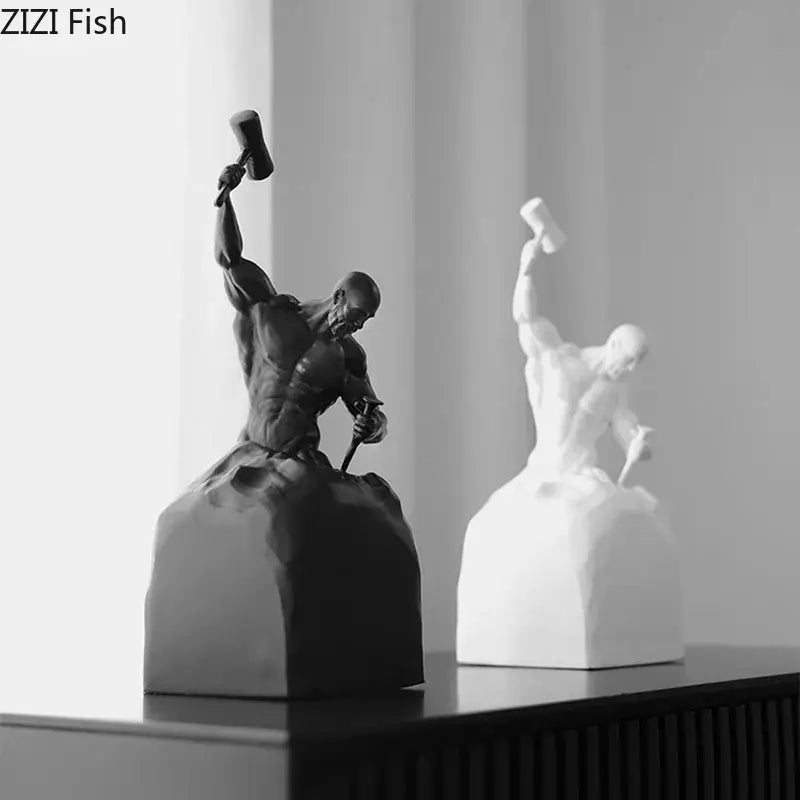 Abstract sculpting oneself character statue black & white living room decor