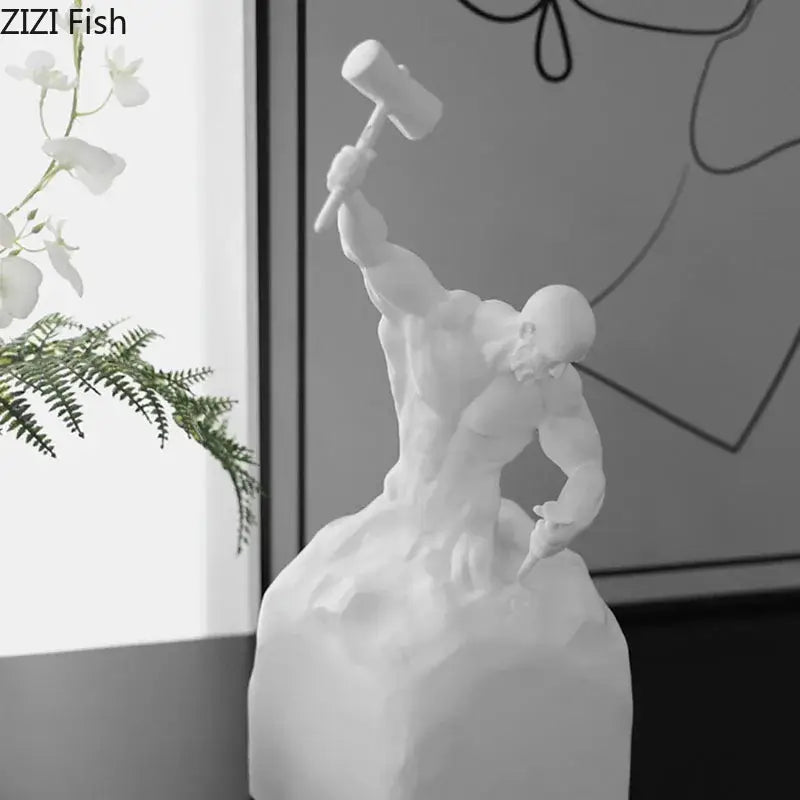 Abstract sculpting oneself character statue black & white living room decor