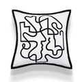 Abstract art line cushion cover white & black living room pillow